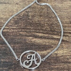 Macy's Sterling SIlver And Diamond Accent Initial 'A' Bracelet